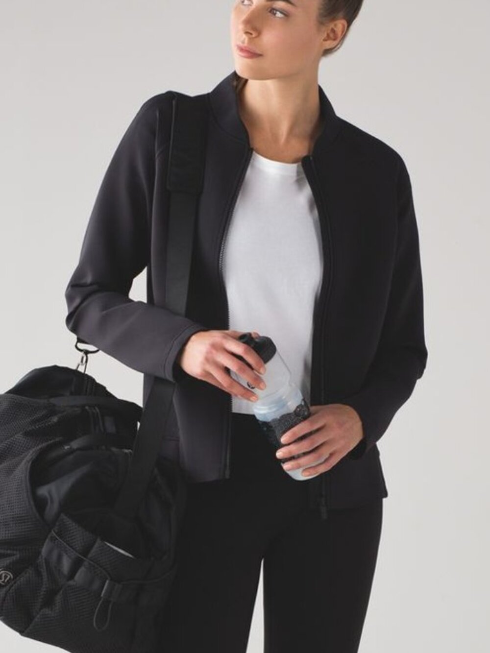 Lululemon Embrace The Space Jacket Black Zip Up Bomber Spacer Fabric Size 10